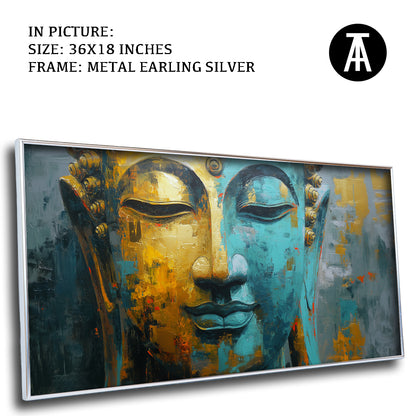 Lord Buddha in Abstract Teal by TravelArty