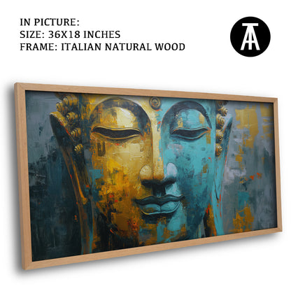 Lord Buddha in Abstract Teal by TravelArty