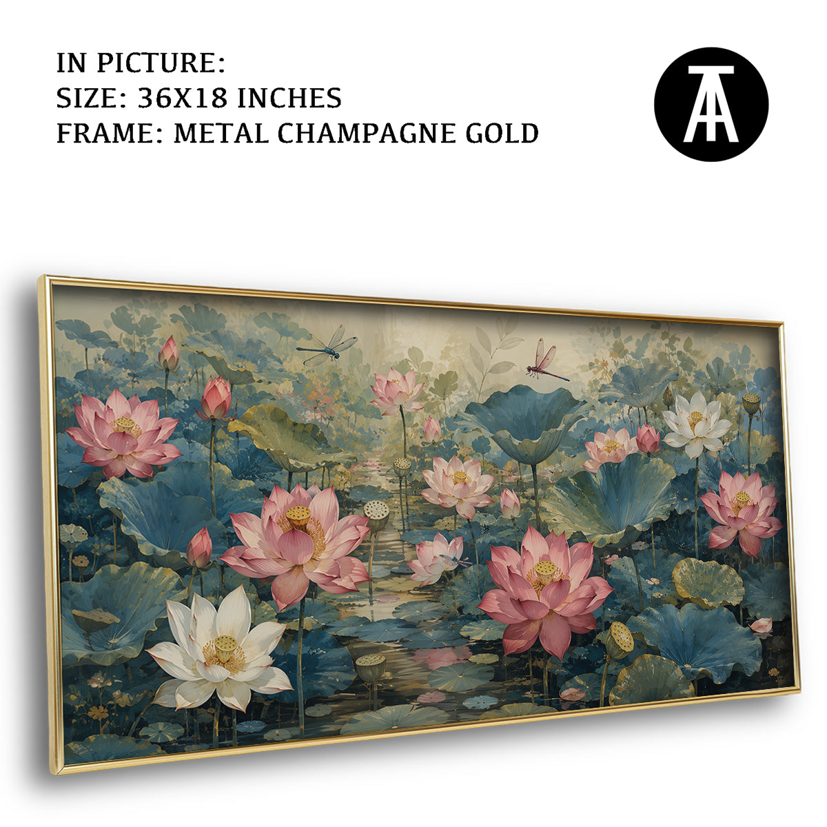 Artwork in Metal Champagne Gold Frame