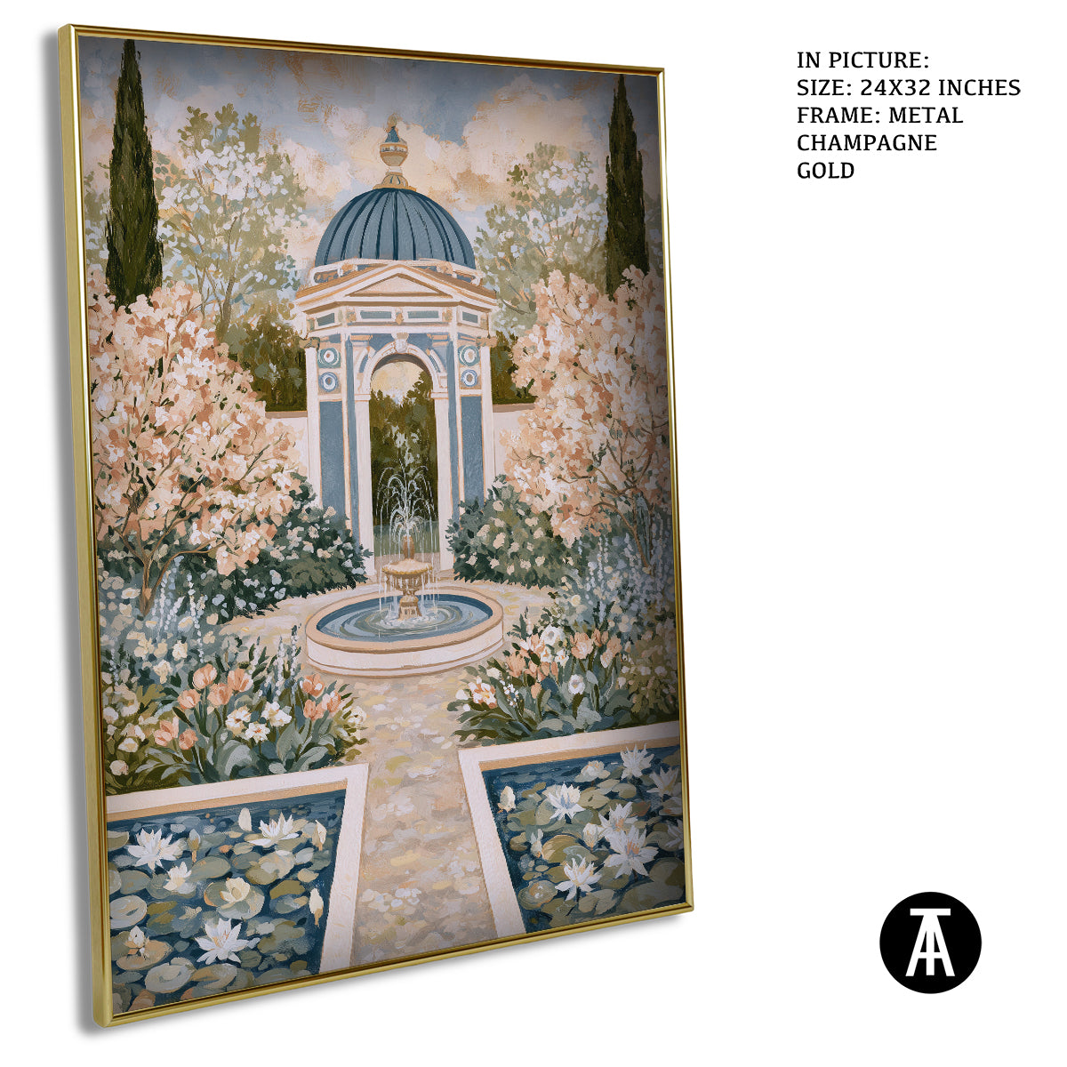 Artwork in Metal Champagne Gold Frame