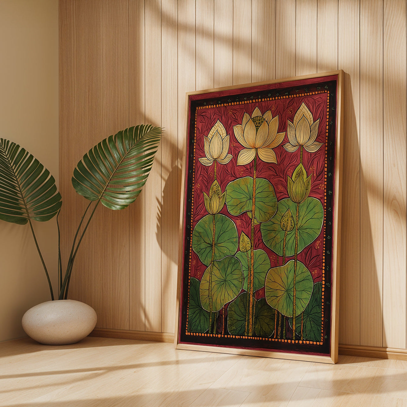 Lotus in Madhubani - Floral Painting – TravelArty