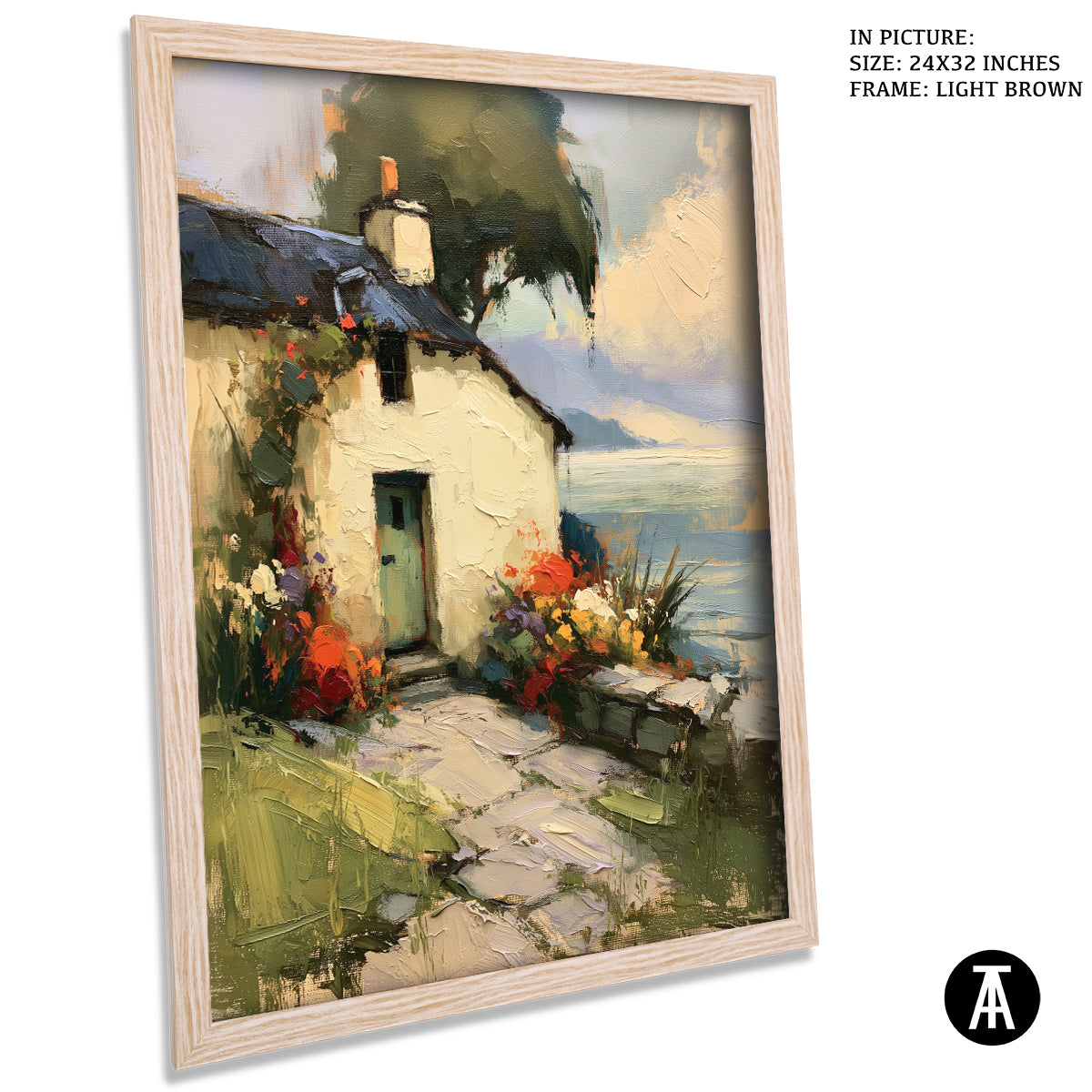 Artwork in Light Brown Frame