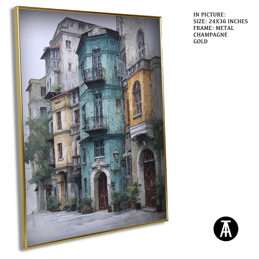 Artwork in Metal Champagne Gold Frame
