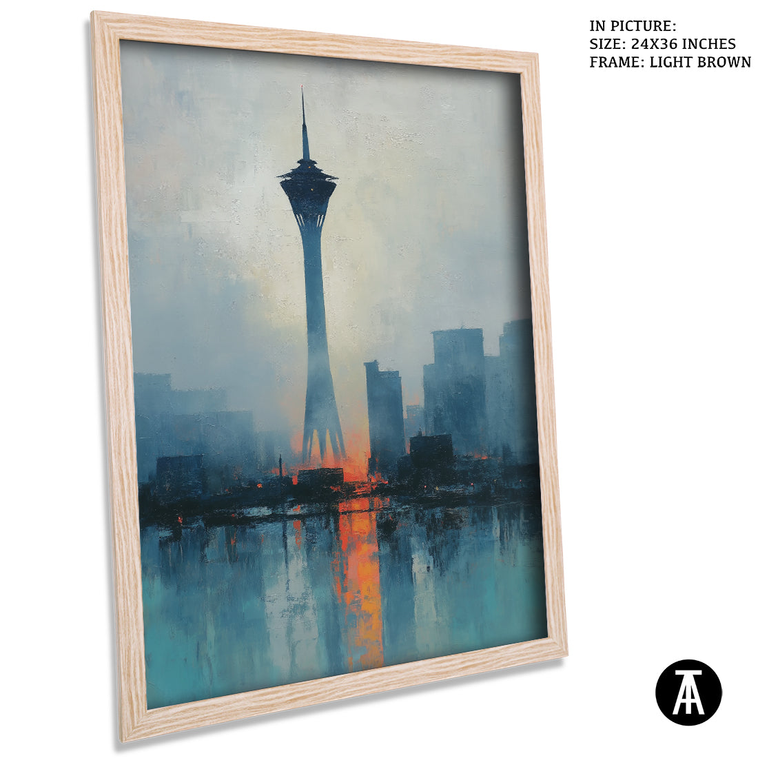Artwork in Light Brown Frame