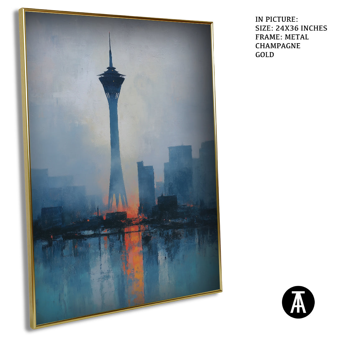 Artwork in Metal Champagne Gold Frame