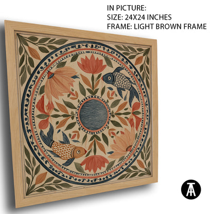 Artwork in Light Brown Frame