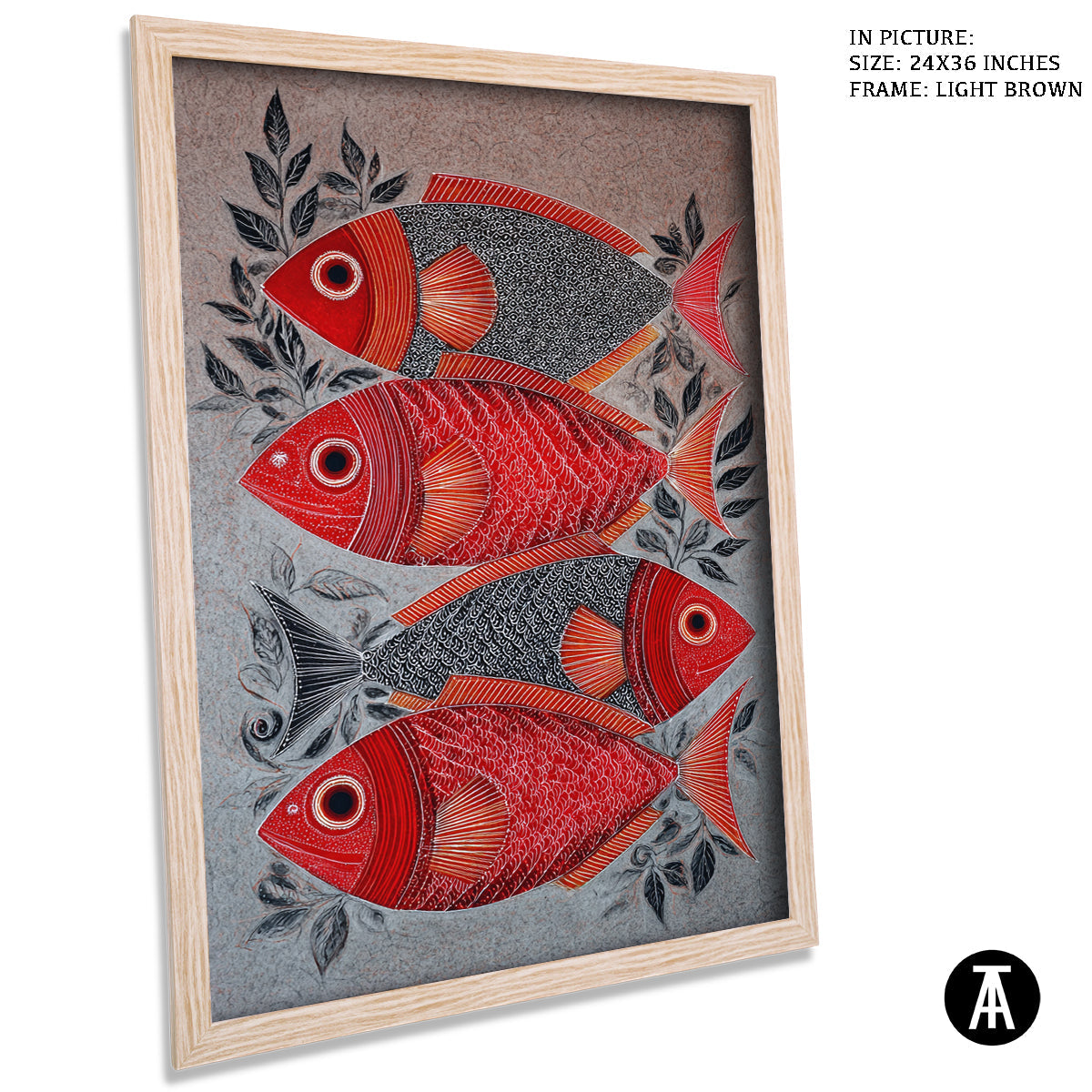 Artwork in Light Brown Frame