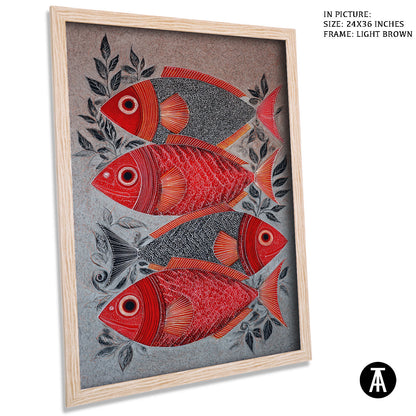 Artwork in Light Brown Frame