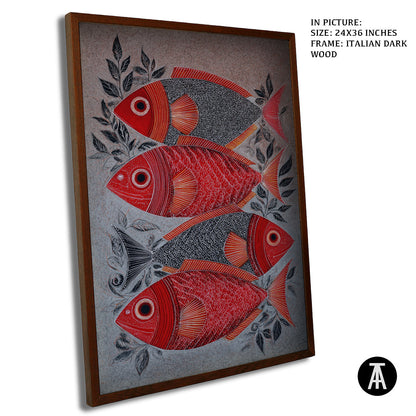 Artwork in Dark Wood Frame