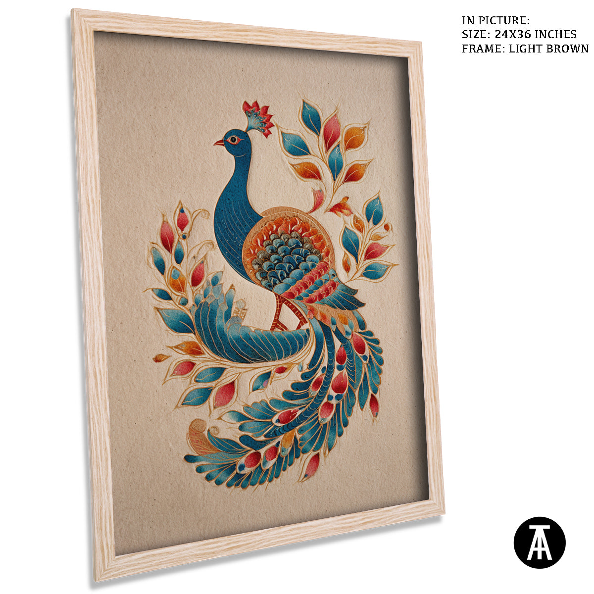 Artwork in Light Brown Frame