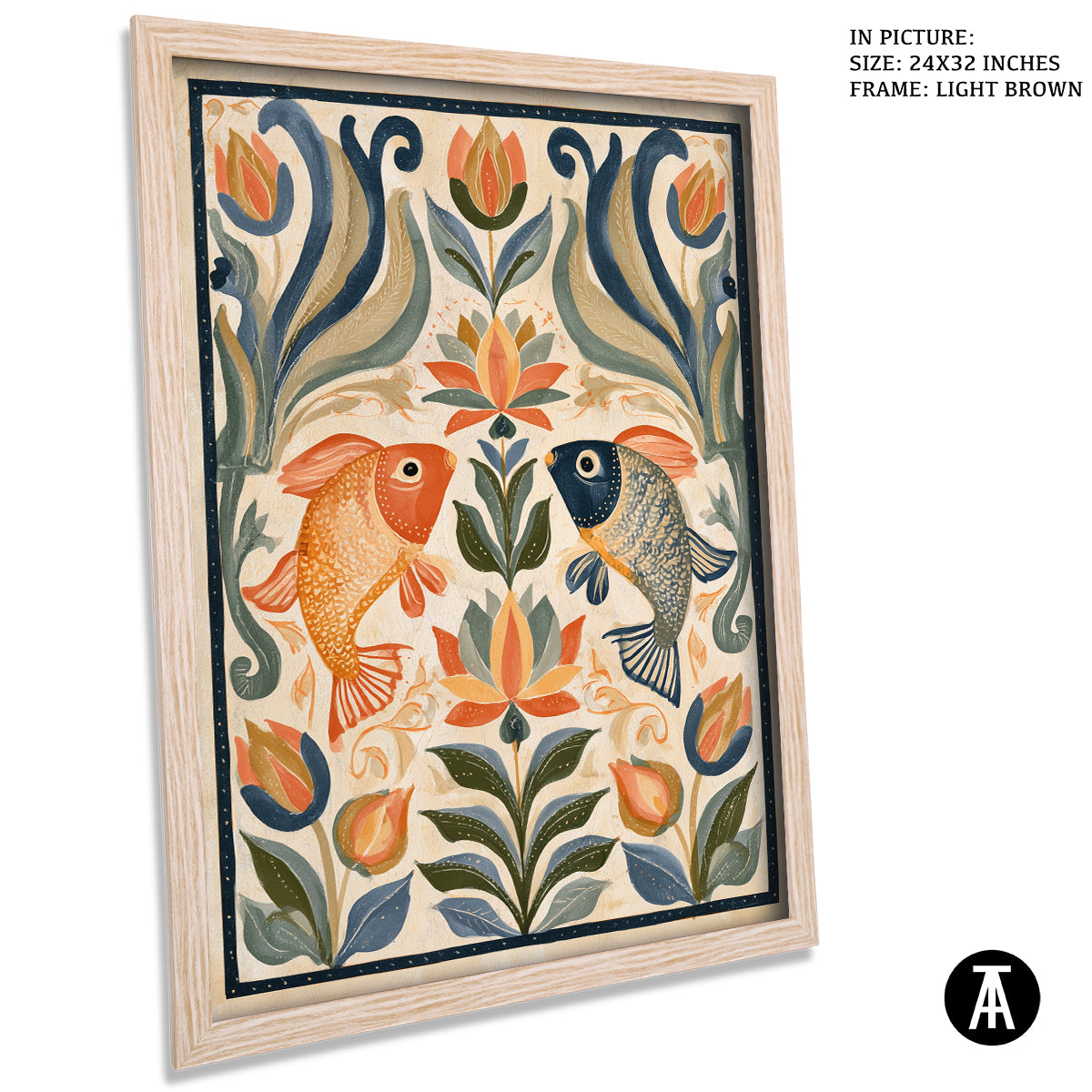 Artwork in Light Brown Frame