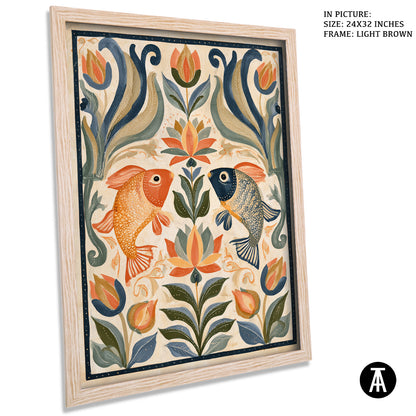 Artwork in Light Brown Frame