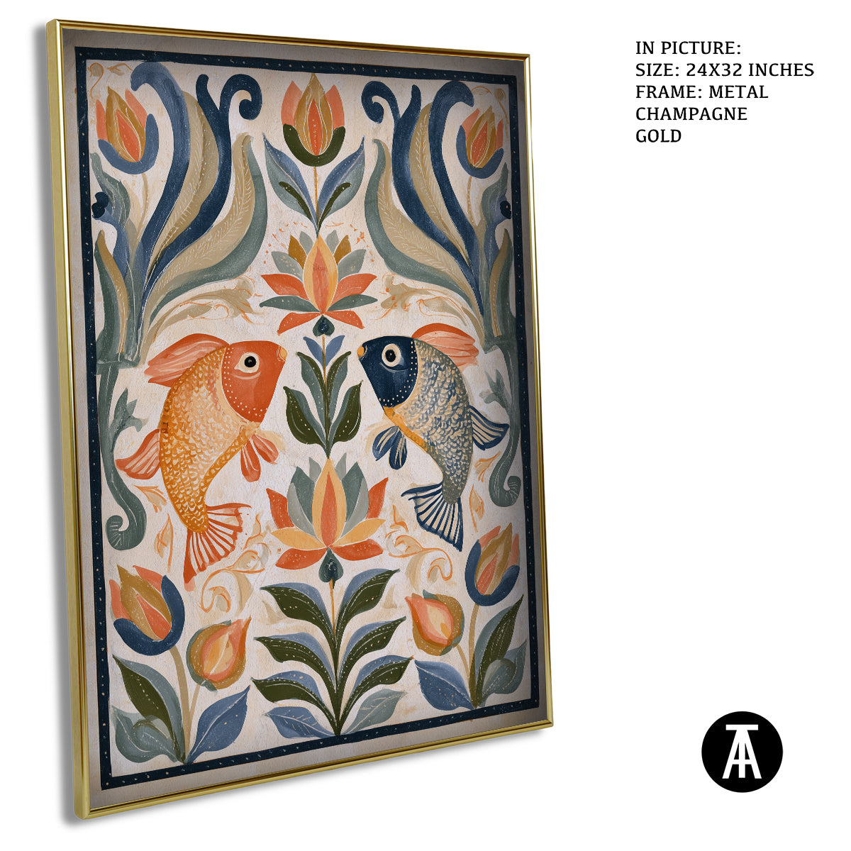 Artwork in Metal Champagne Gold Frame