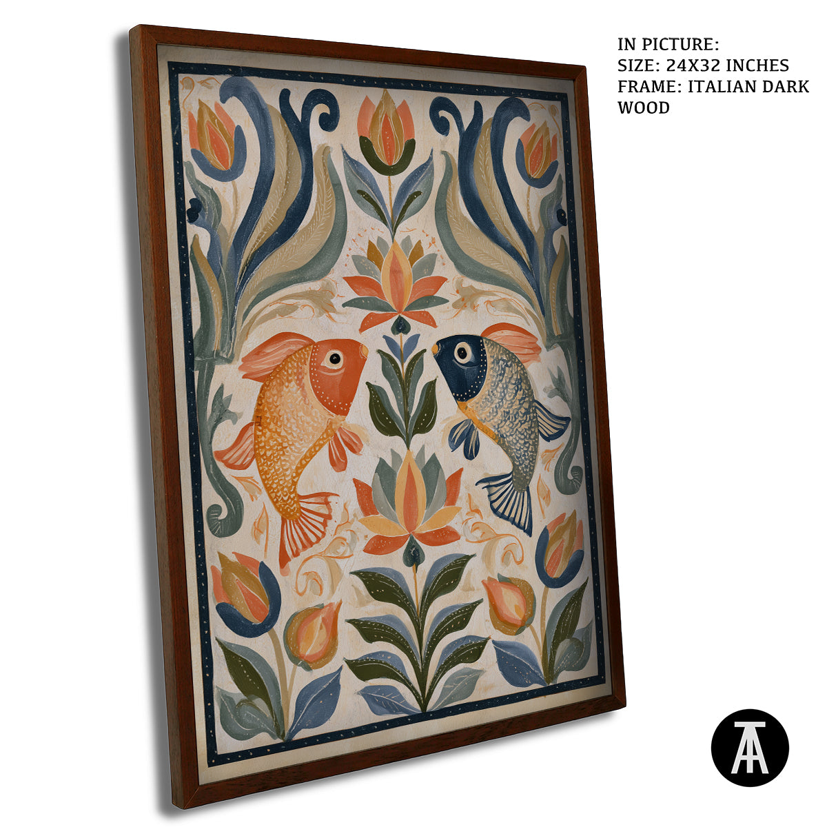 Artwork in Dark Wood Frame