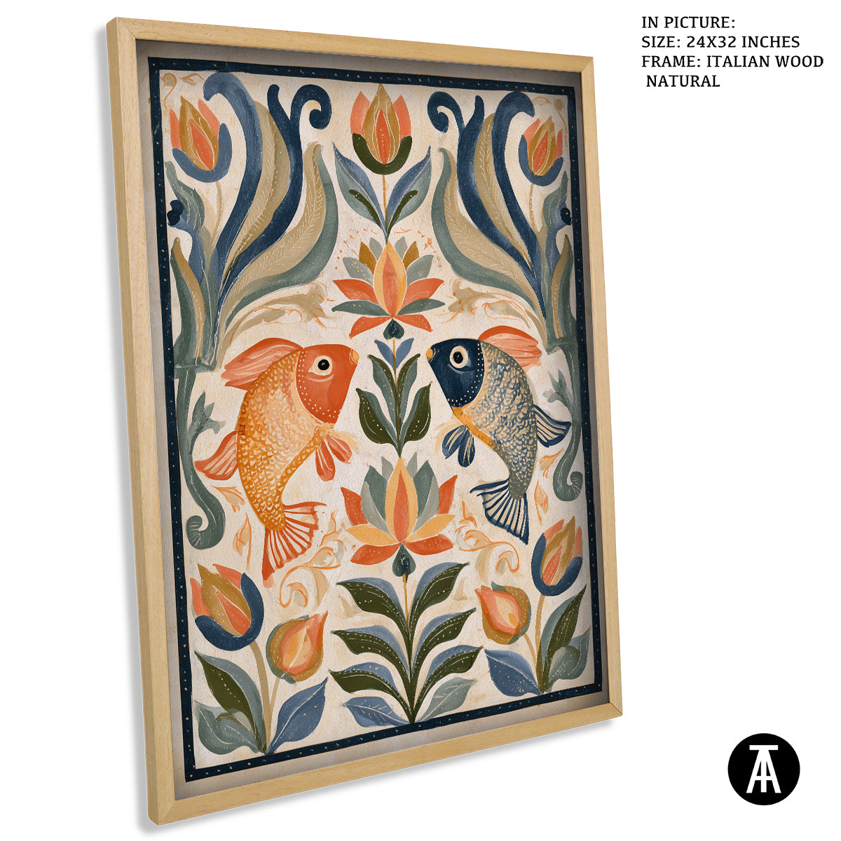Artwork in Natural Wood Frame