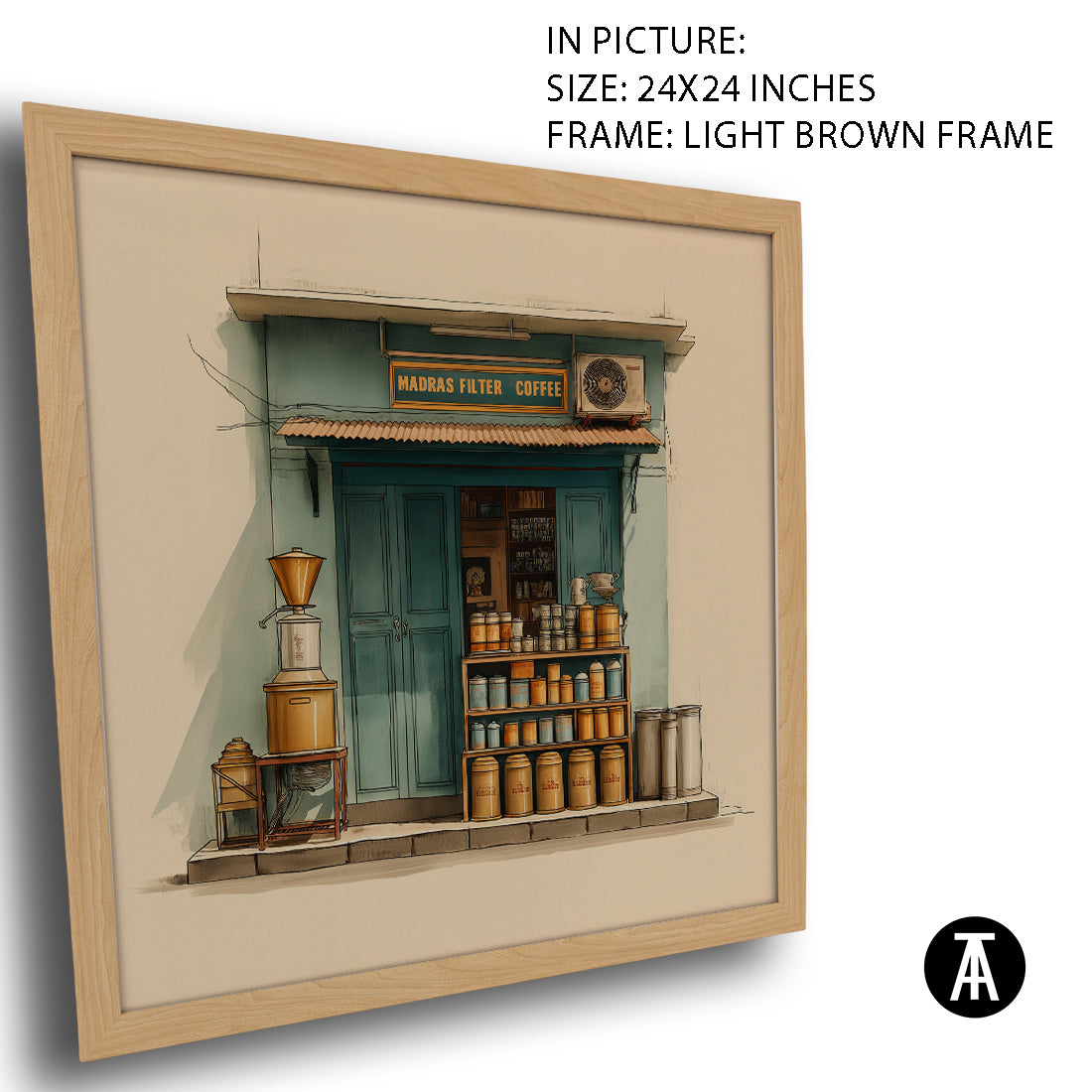 Artwork in Light Brown Frame