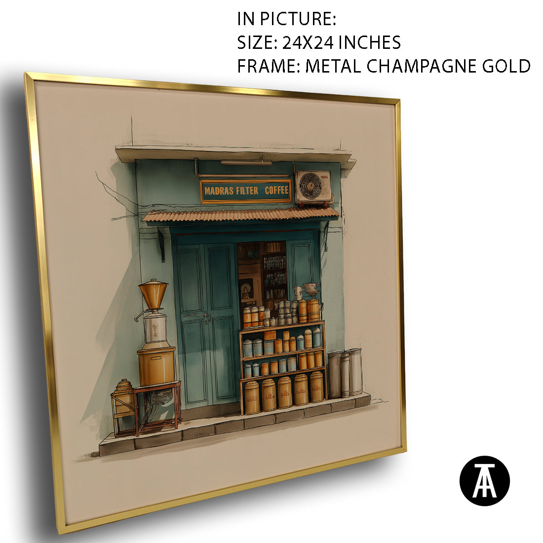 Artwork in Metal Champagne Gold Frame
