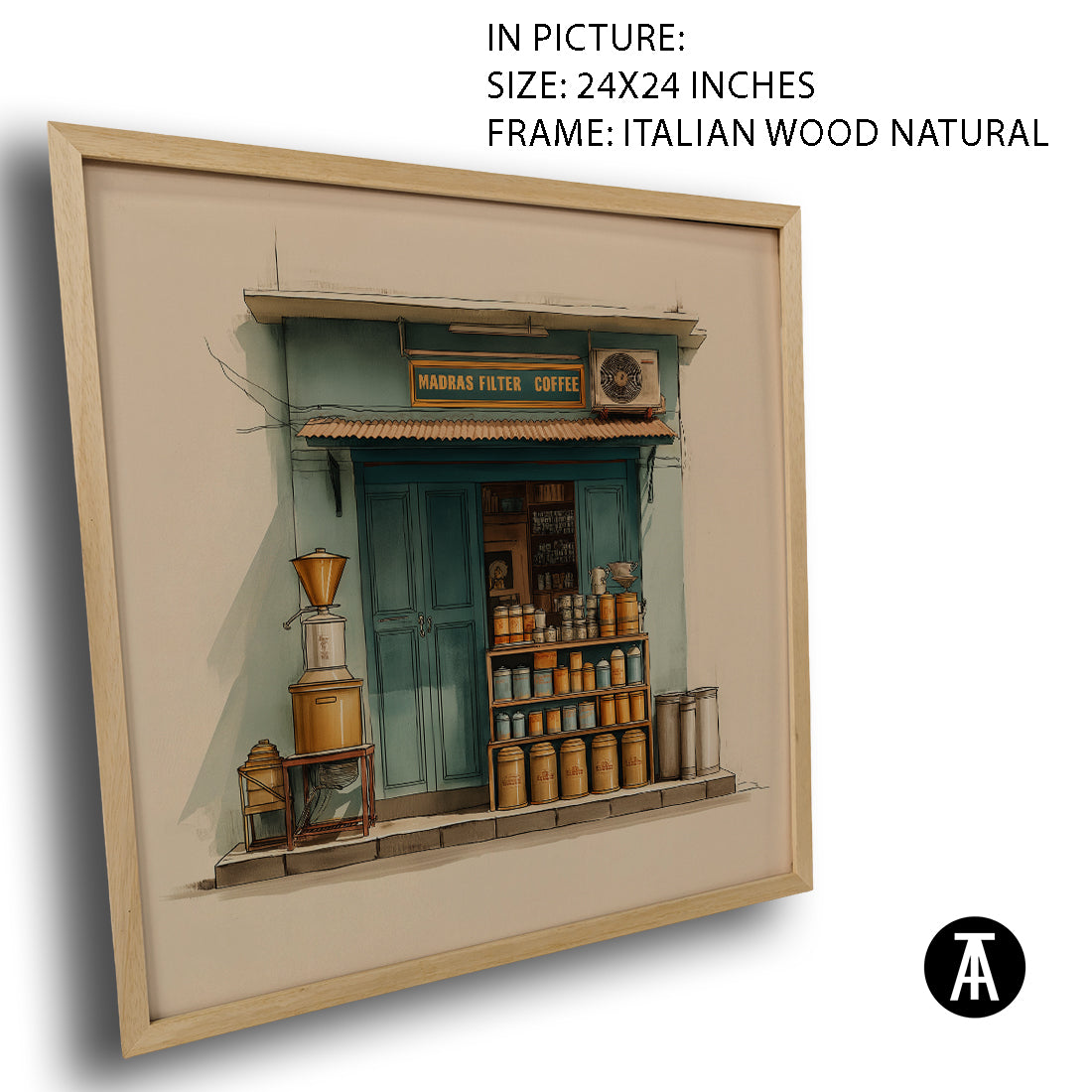 Artwork in Natural Wood Frame