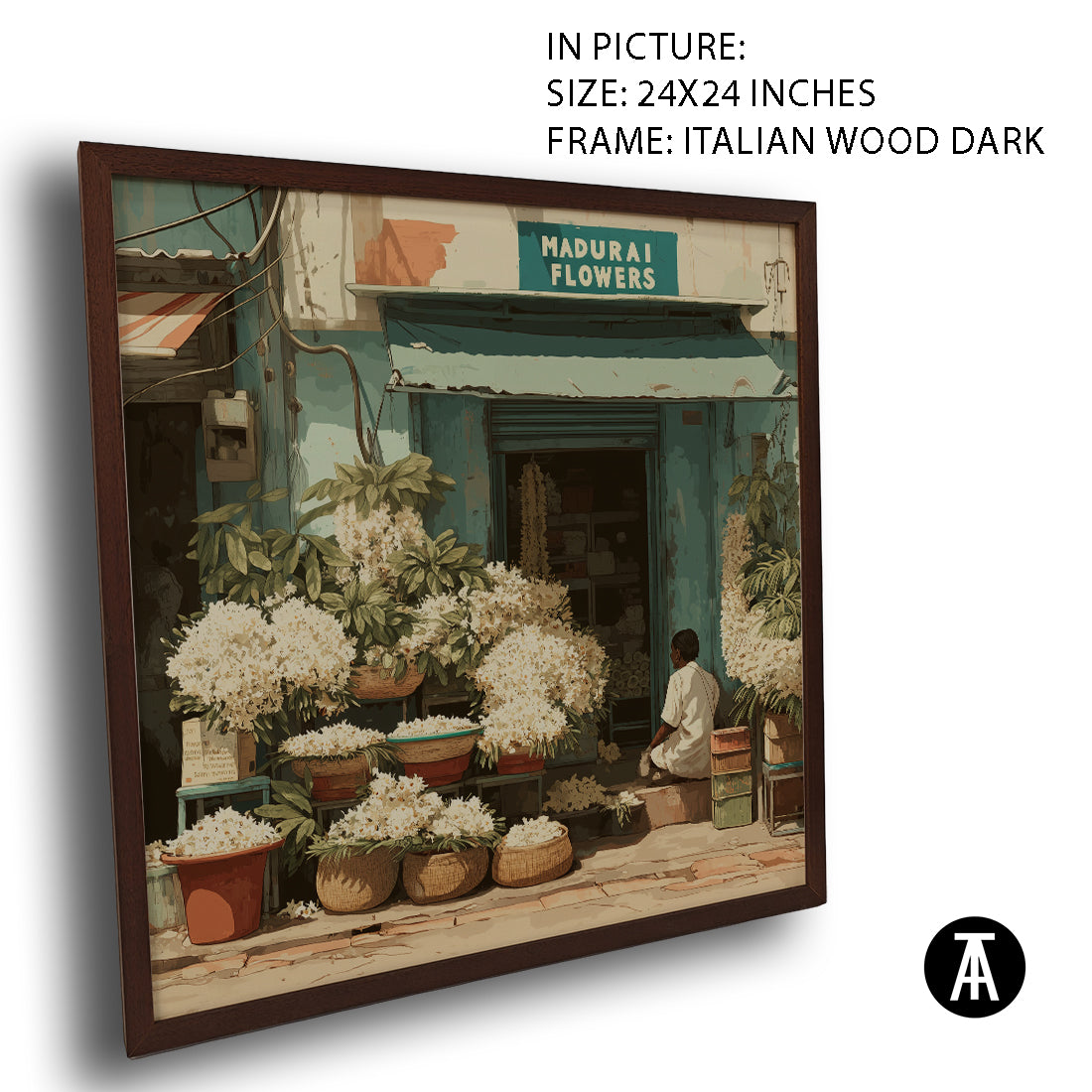 Artwork in Dark Wood Frame