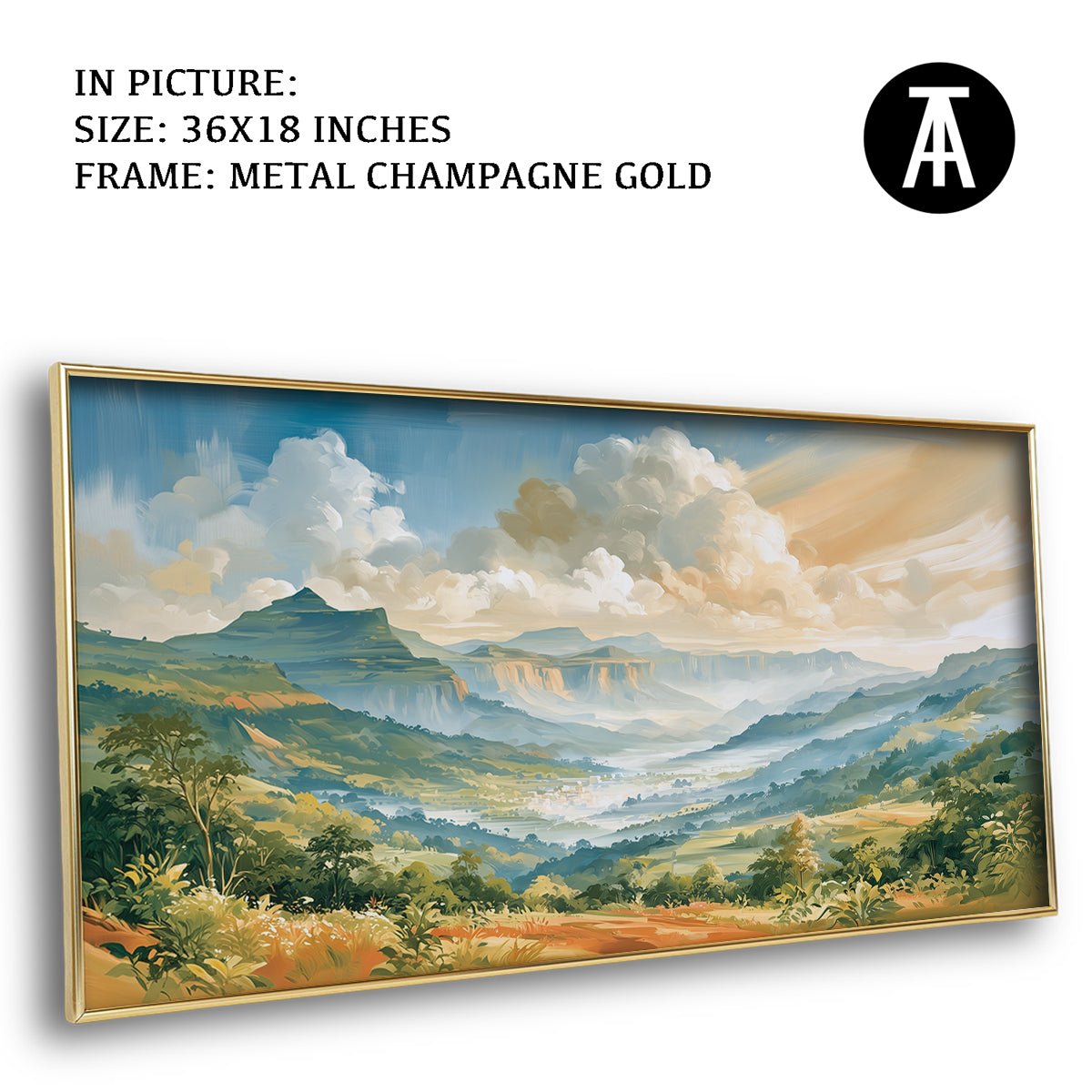 Artwork in Metal Champagne Gold Frame
