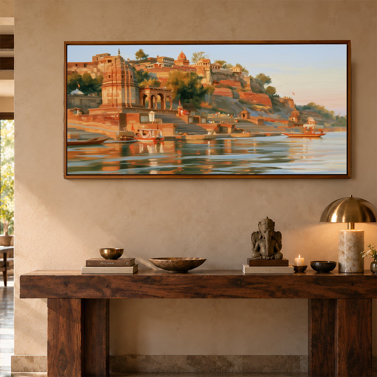 Panoramic Indian Painting in a Lifestyle Setting