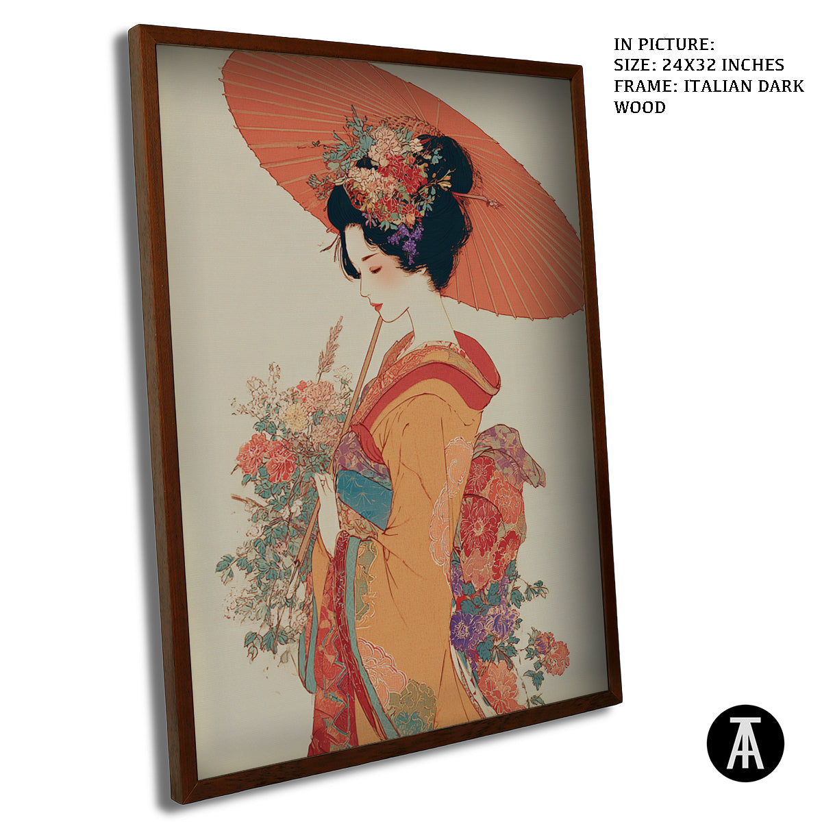 Artwork in Dark Wood Frame