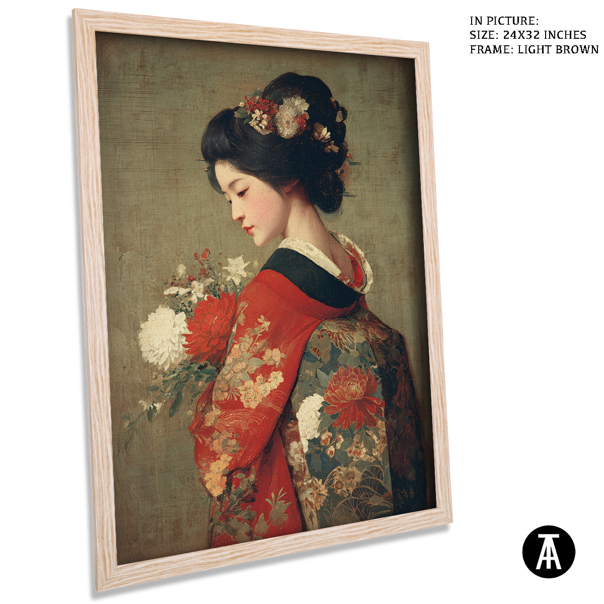 Artwork in Dark Brown Frame