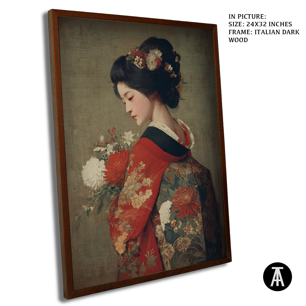 Artwork in Dark Wood Frame