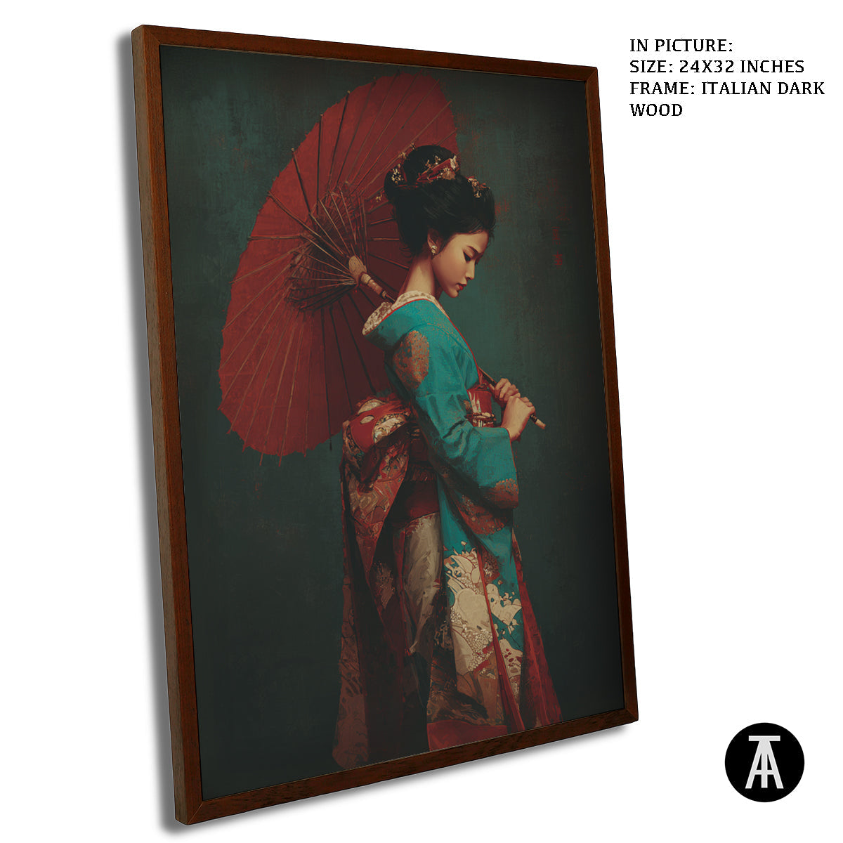 Artwork in Dark Wood Frame