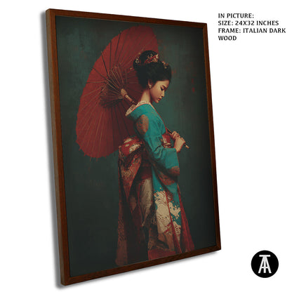 Artwork in Dark Wood Frame