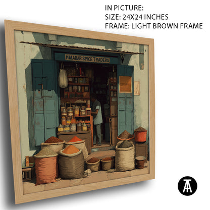 Artwork in Light Brown Frame