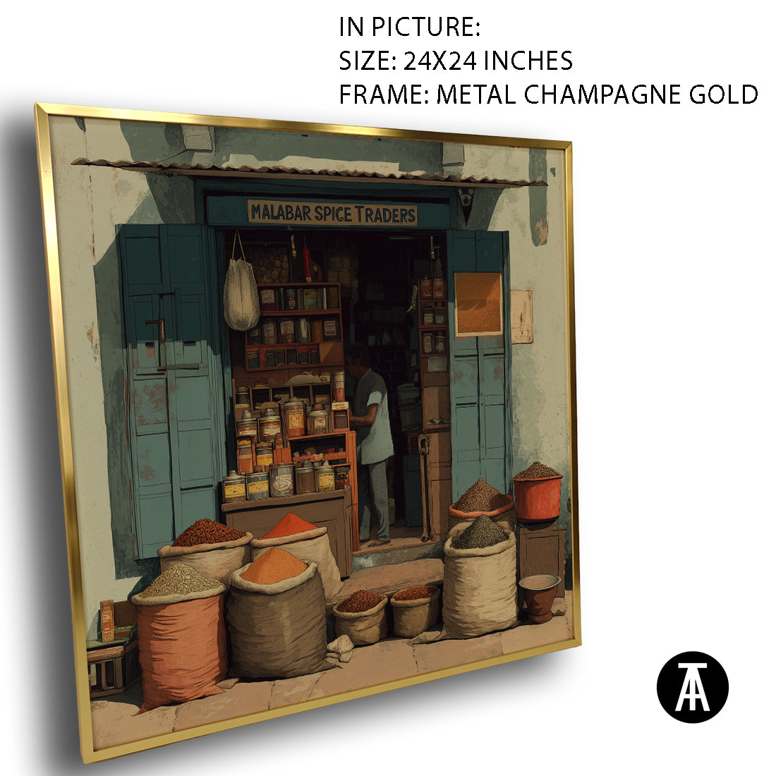 Artwork in Metal Champagne Gold Frame