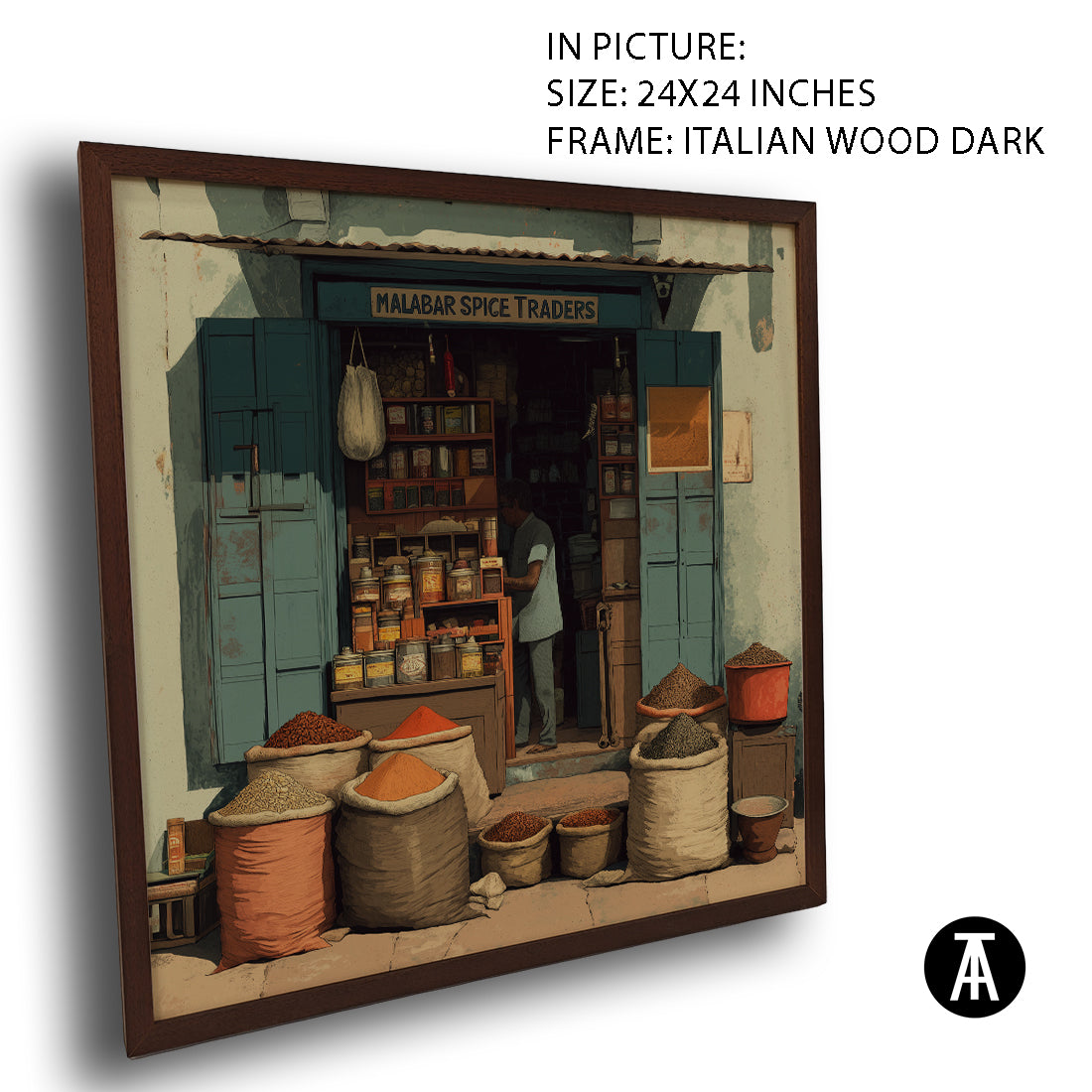 Artwork in Dark Wood Frame