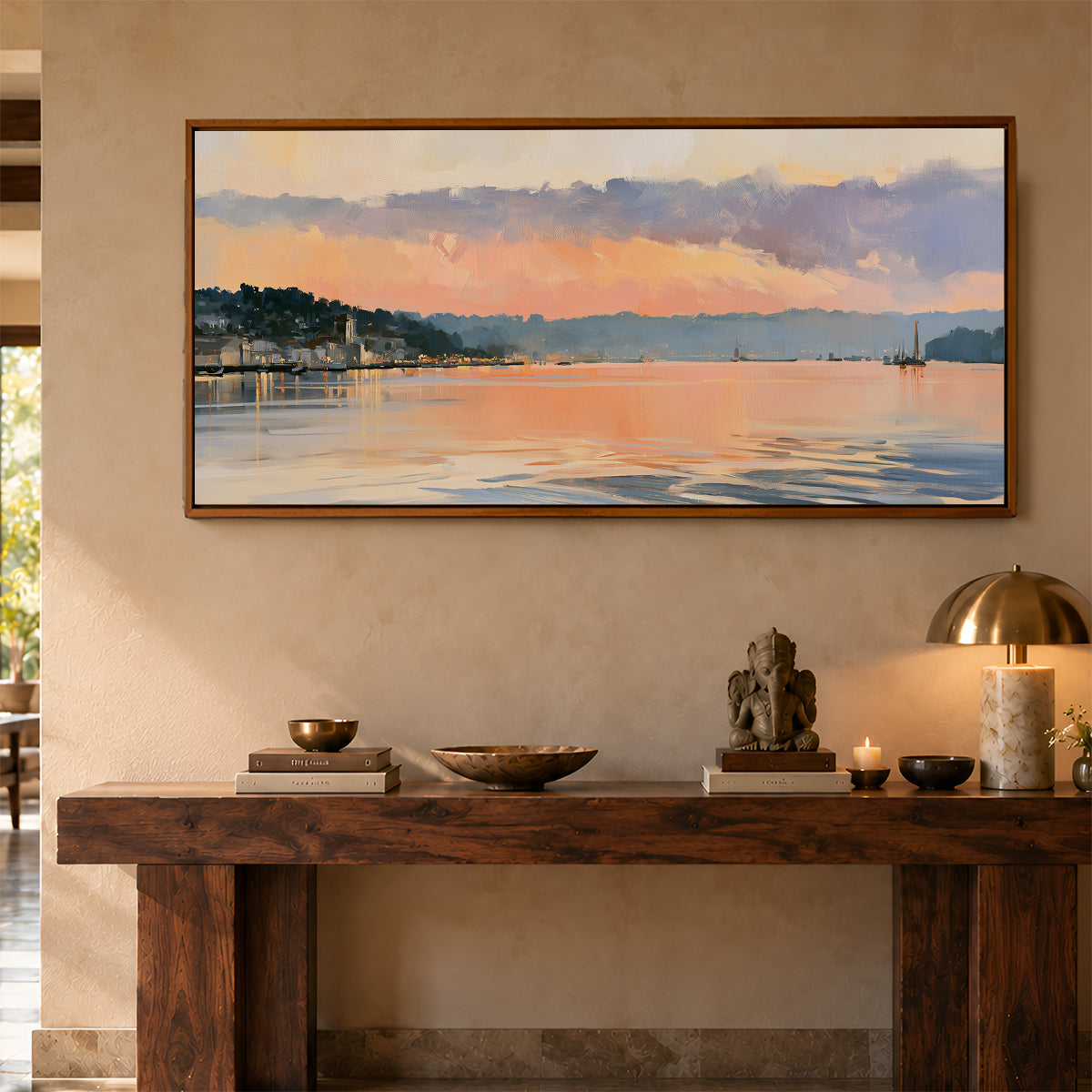 Panoramic Indian Painting in a Lifestyle Setting
