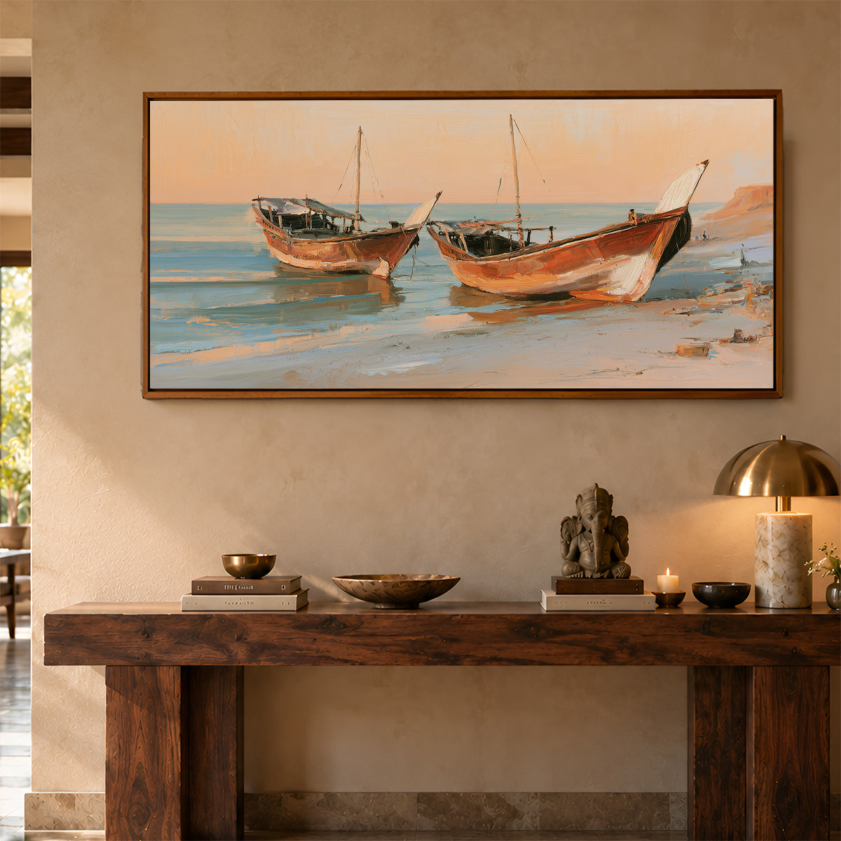 Panoramic Indian Painting in a Lifestyle Setting