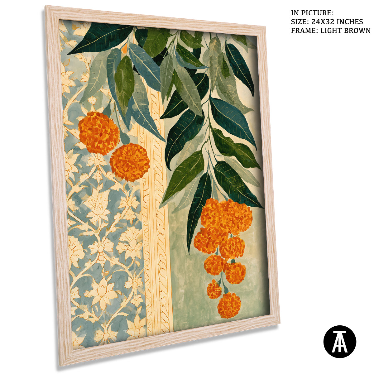 Artwork in Light Brown Frame