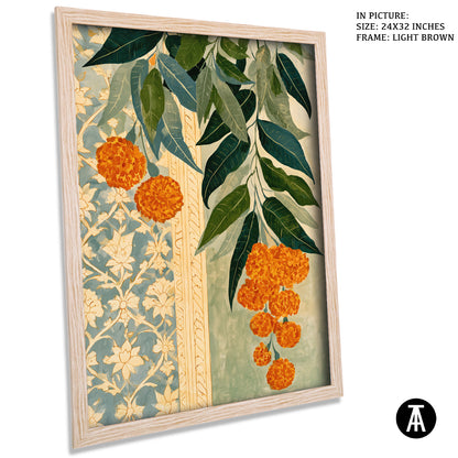 Artwork in Light Brown Frame