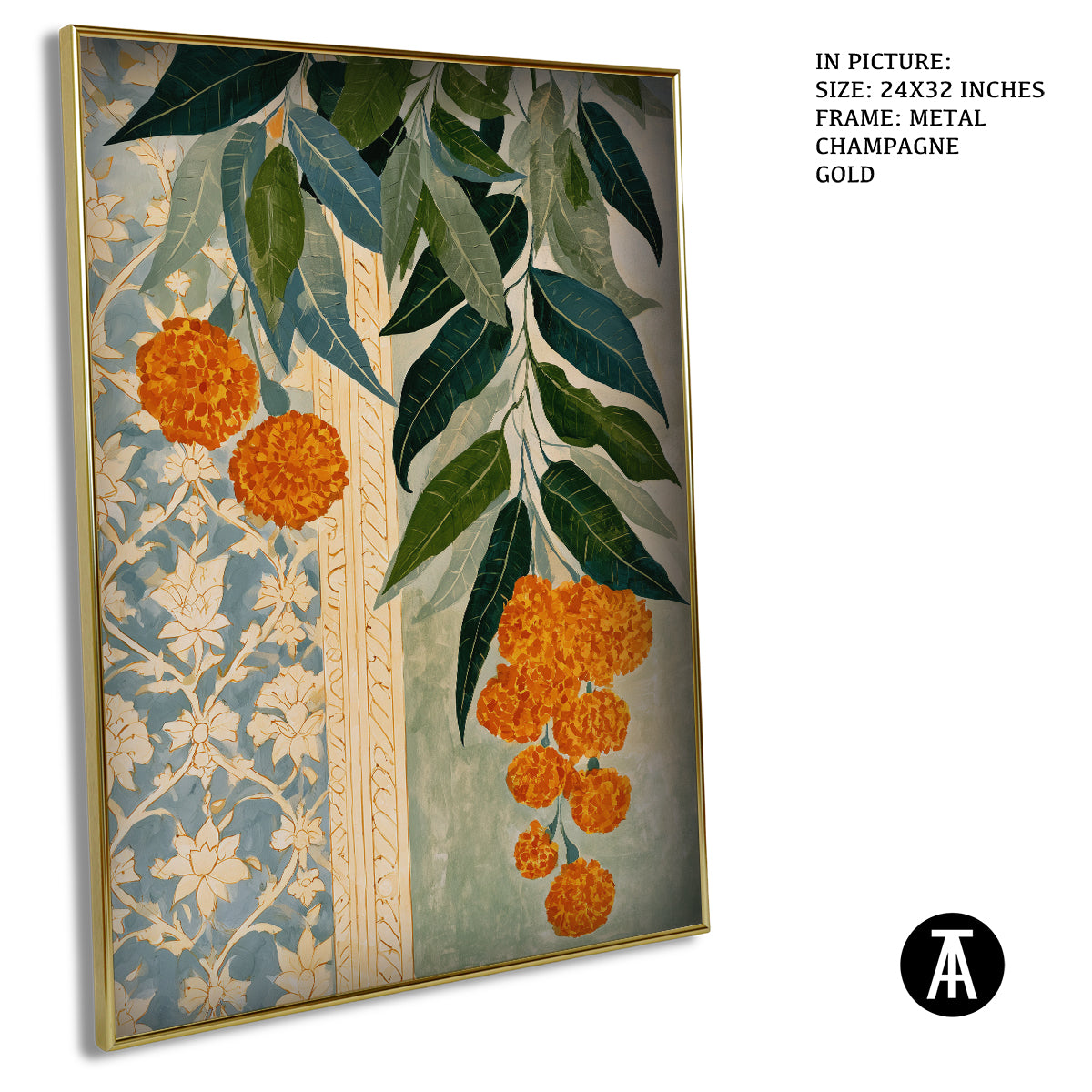 Artwork in Metal Champagne Gold Frame