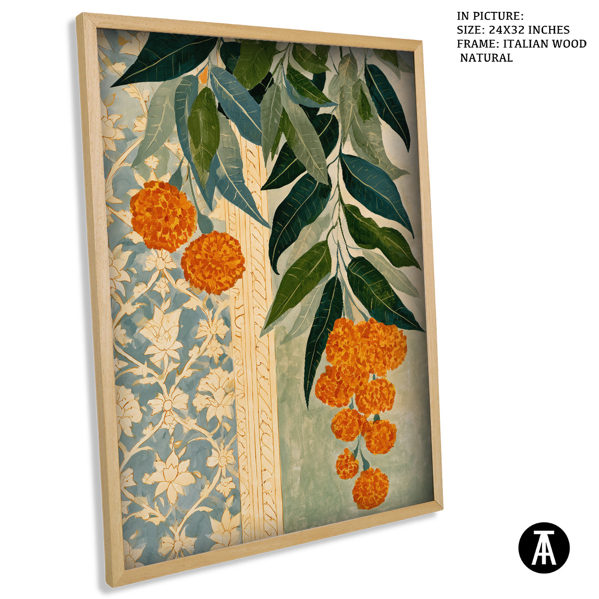Artwork in Natural Wood Frame