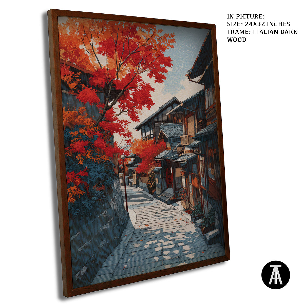 Artwork in Dark Wood Frame