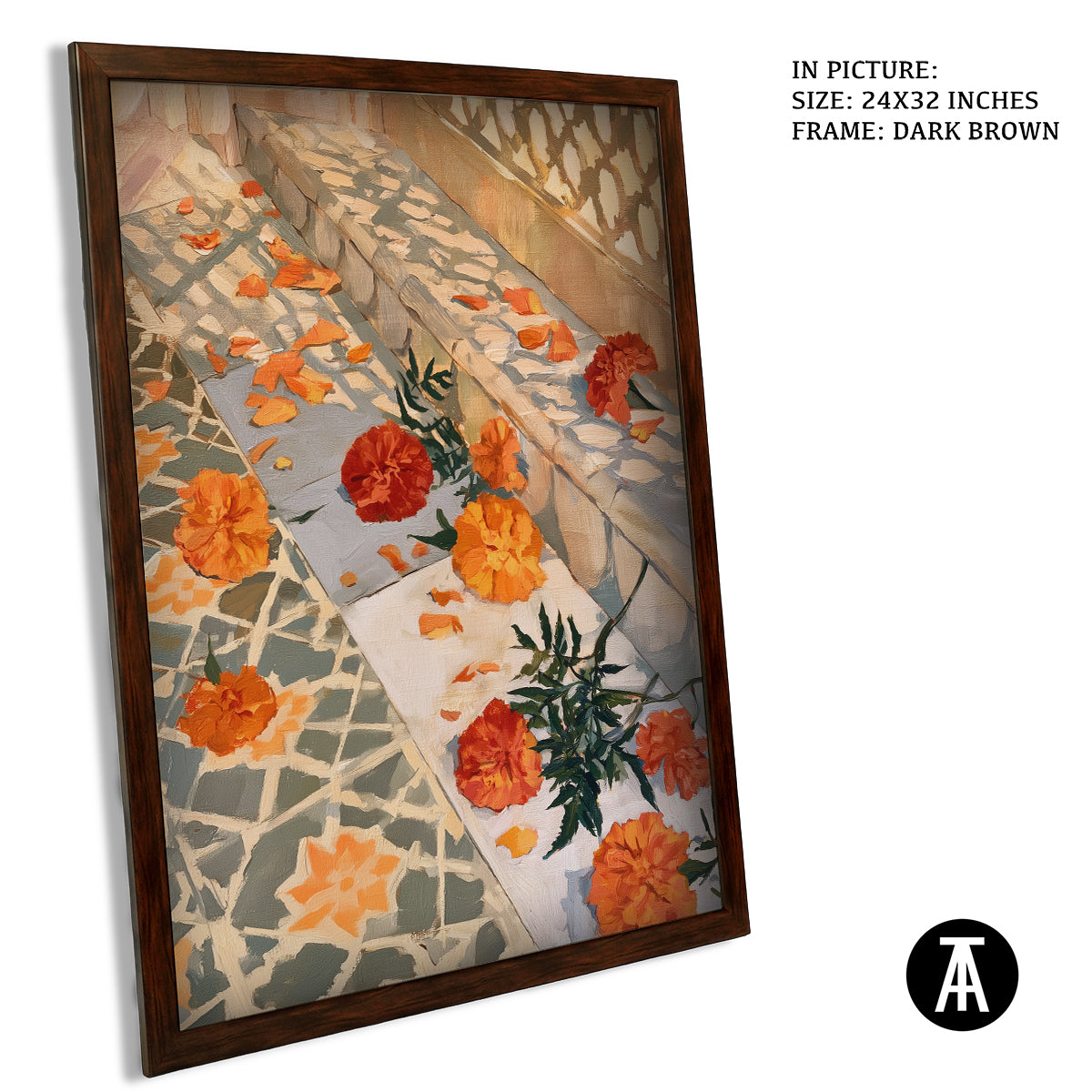 Artwork in Dark Brown Frame