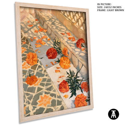Artwork in Light Brown Frame