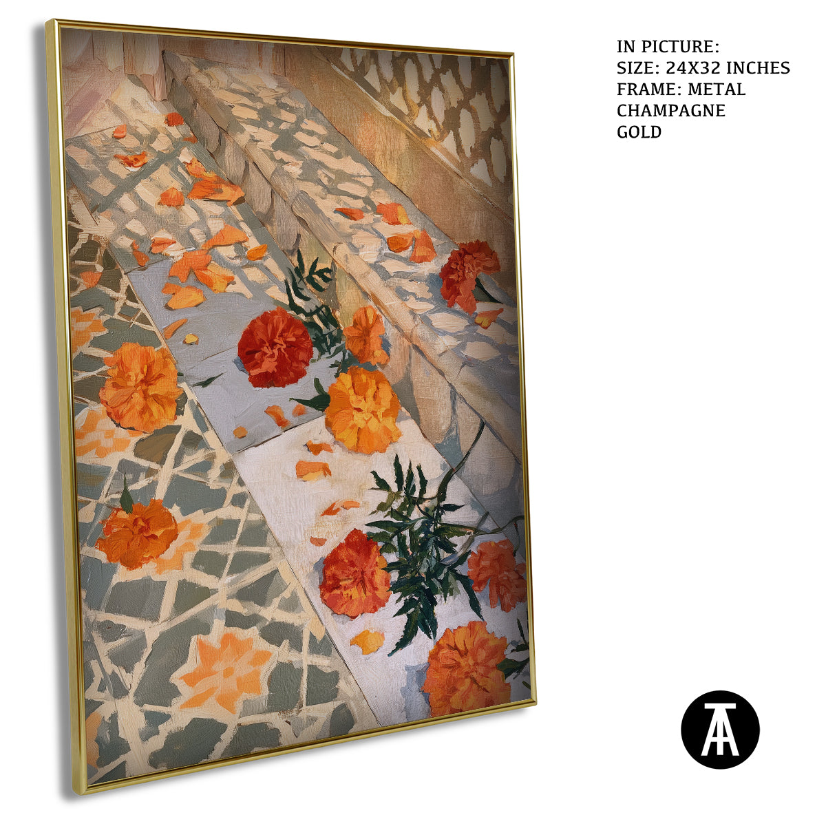 Artwork in Metal Champagne Gold Frame