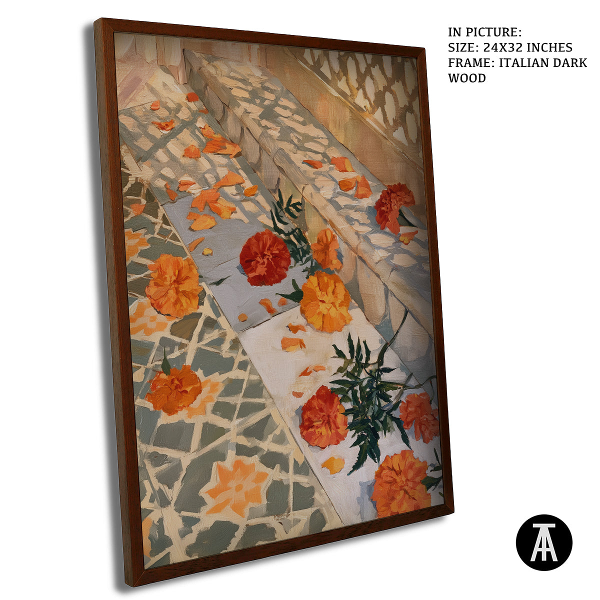 Artwork in Dark Wood Frame