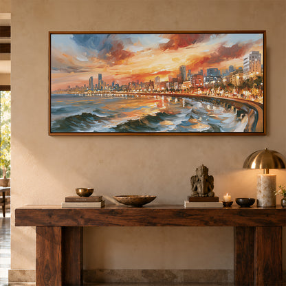 Panoramic Indian Painting in a Lifestyle Setting