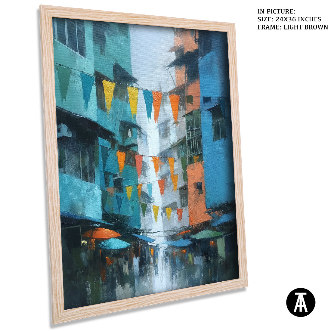 Artwork in Light Brown Frame