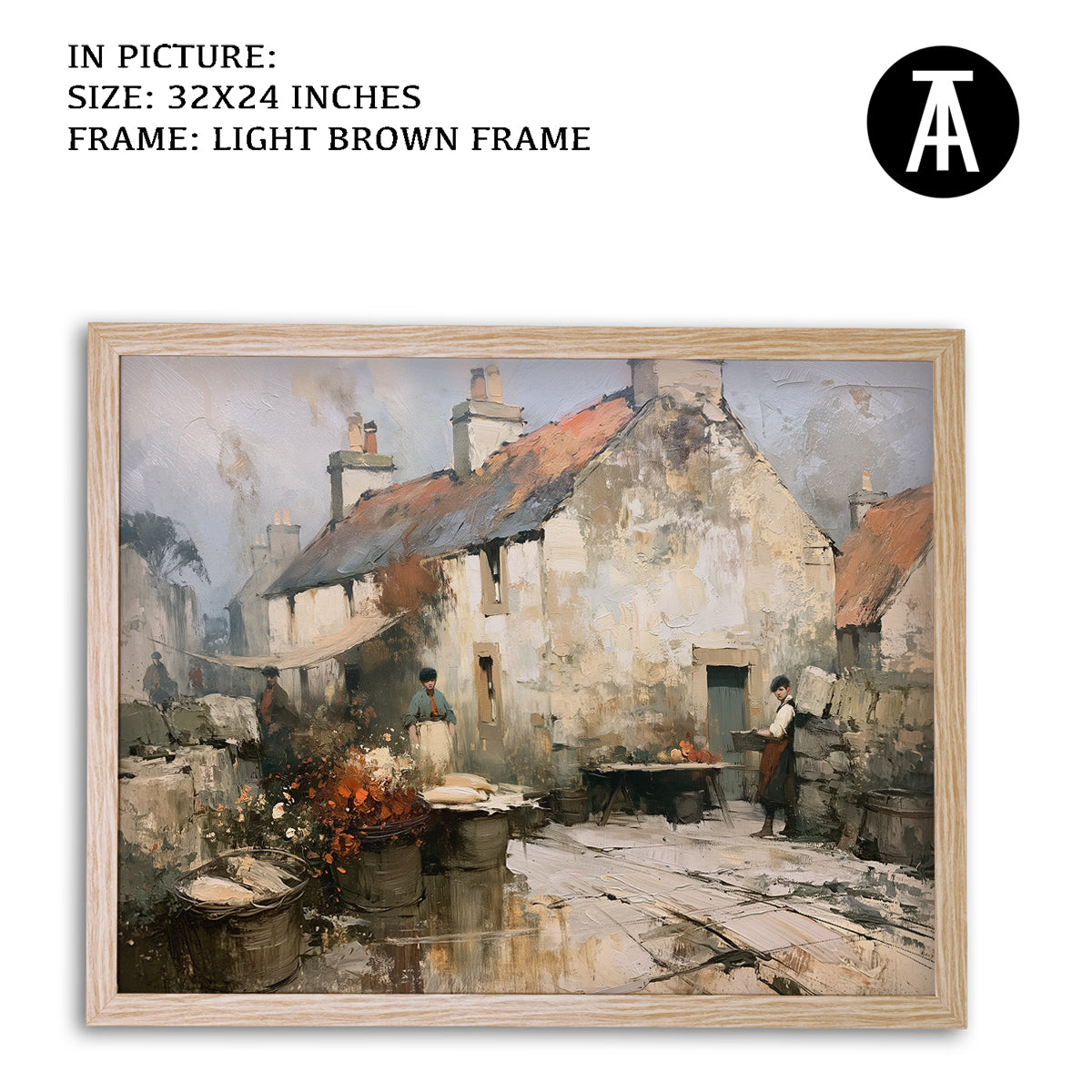 Artwork in Light Brown Frame