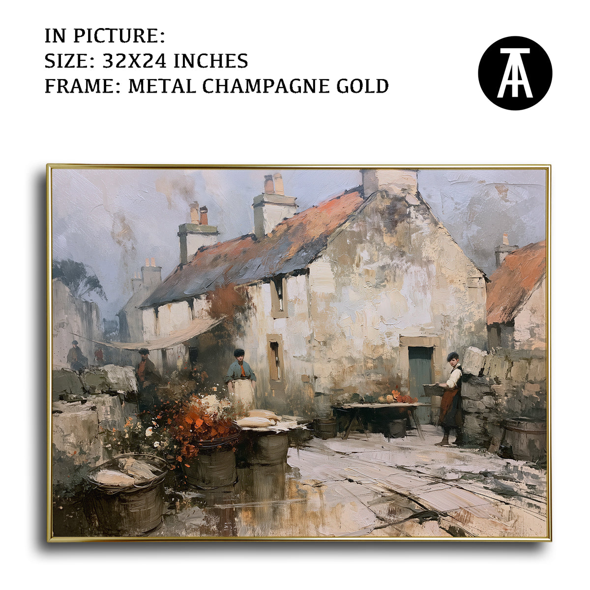 Artwork in Metal Champagne Gold Frame