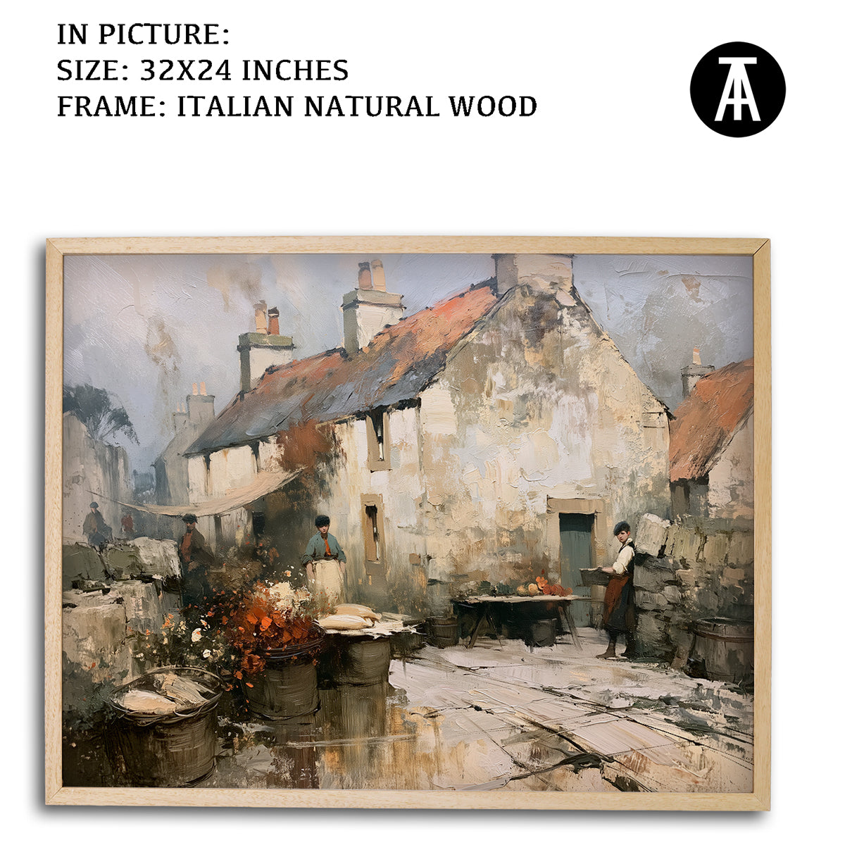 Artwork in Natural Wood Frame