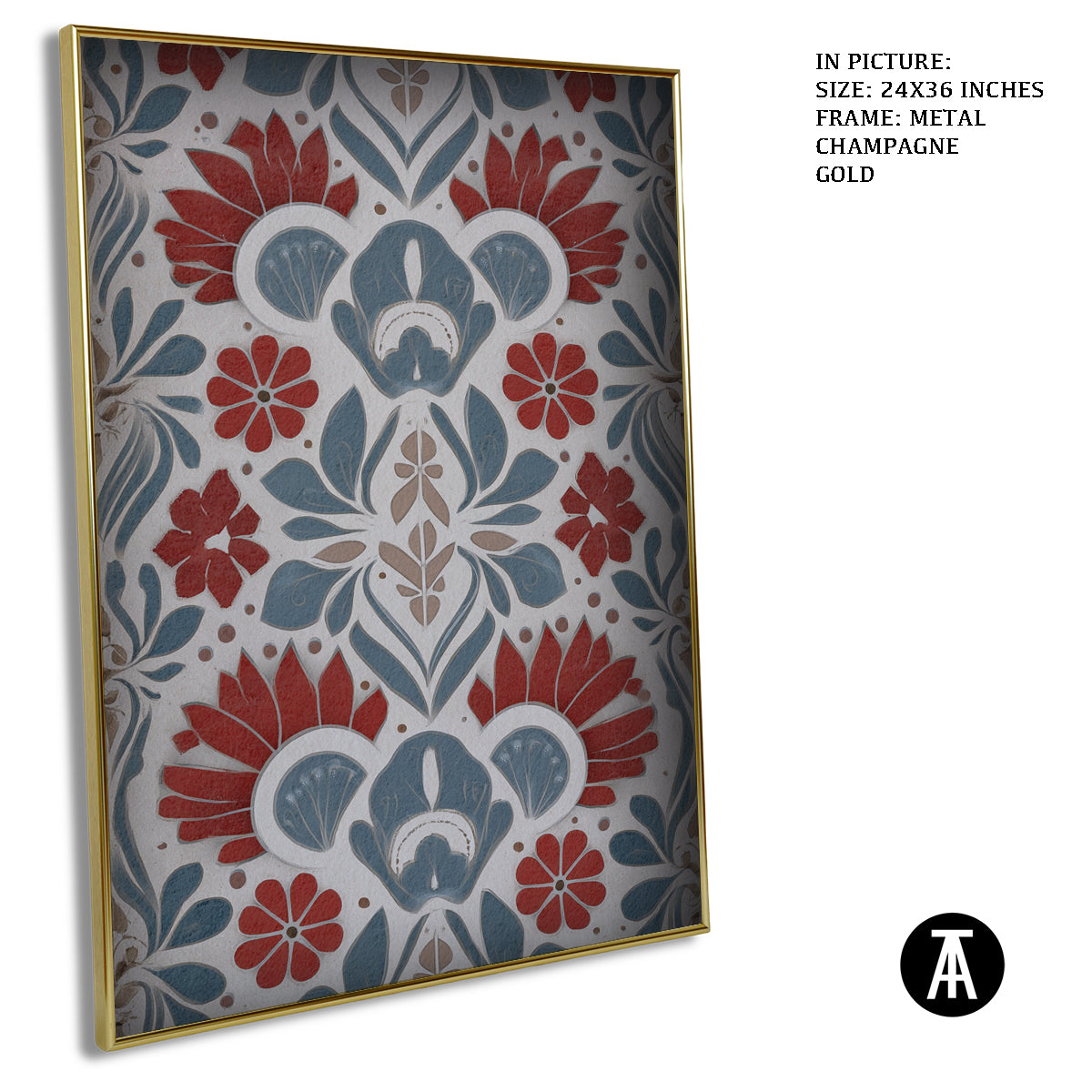 Artwork in Metal Champagne Gold Frame